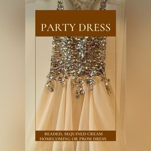 Beaded party dress - cream - prom or other special occasion